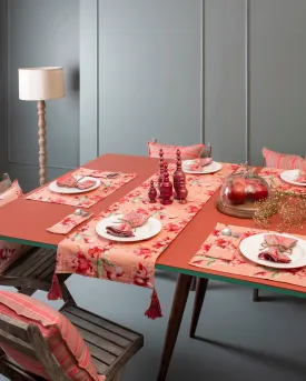 Peach And Red Lotus Garden Printed Tableware Set