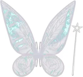 quescu Fairy Wings for Adults,Butterfly Wings for Girls,Angel Wings,Fairy Costume for Women Halloween Dress Up Party Favor (White)