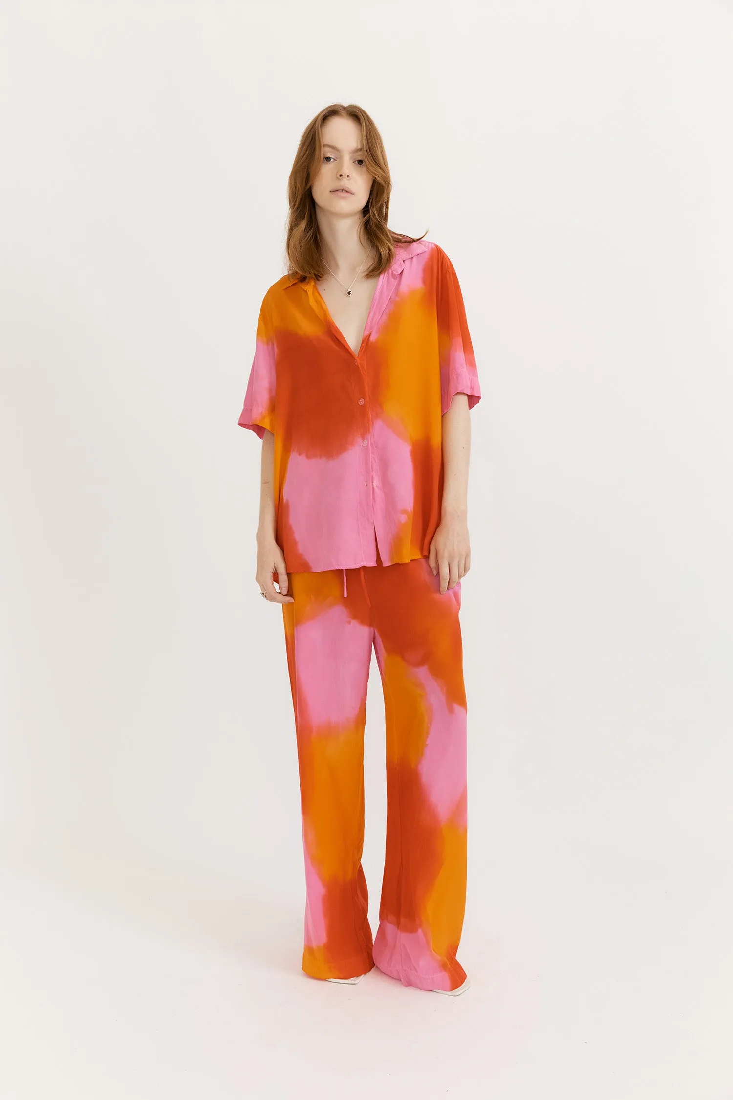 QUINN DRAWSTRING PANT- HAND PAINTED PINK