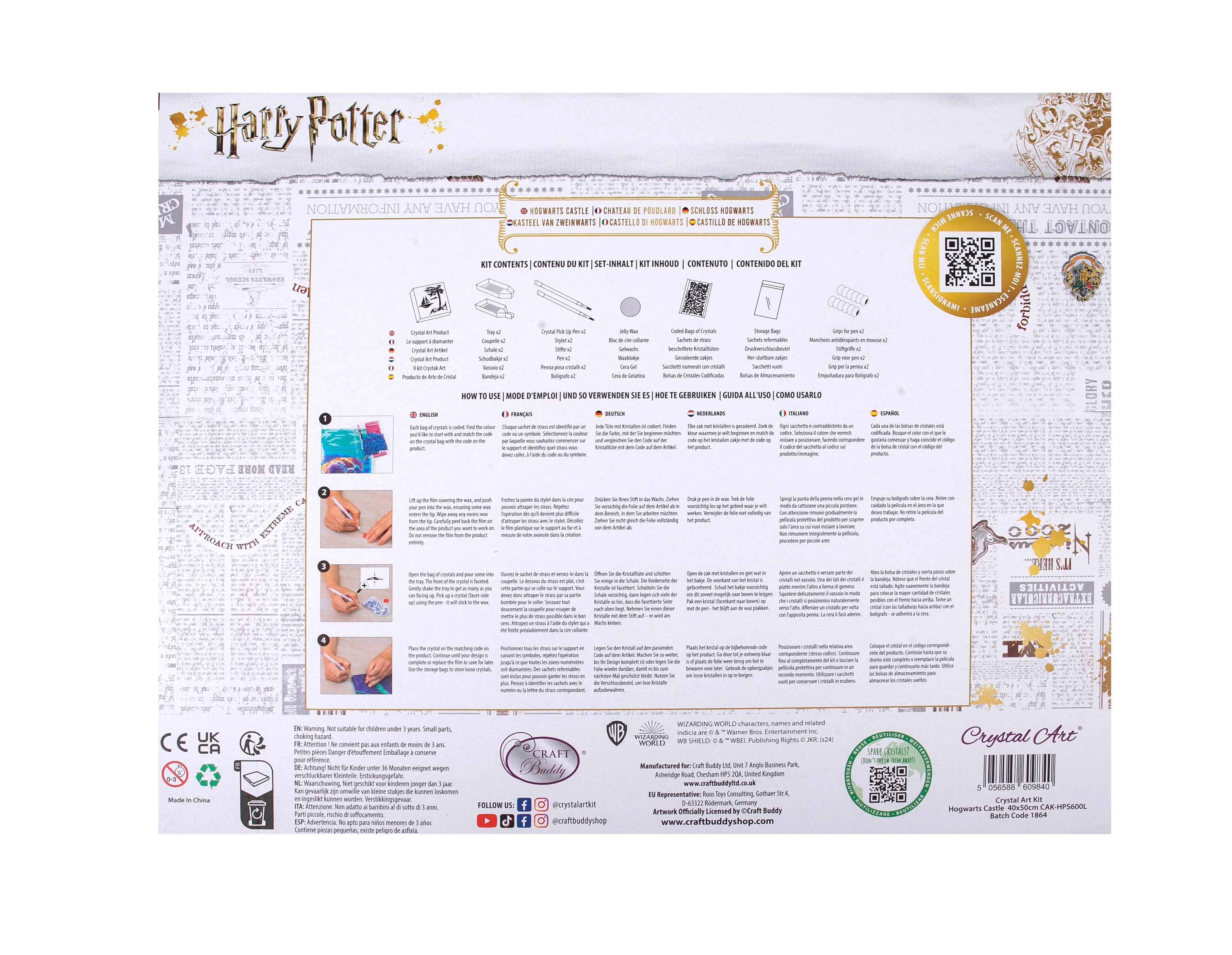 "Hogwarts Castle" Harry Potter Crystal Art Canvas Kit 40x50cm