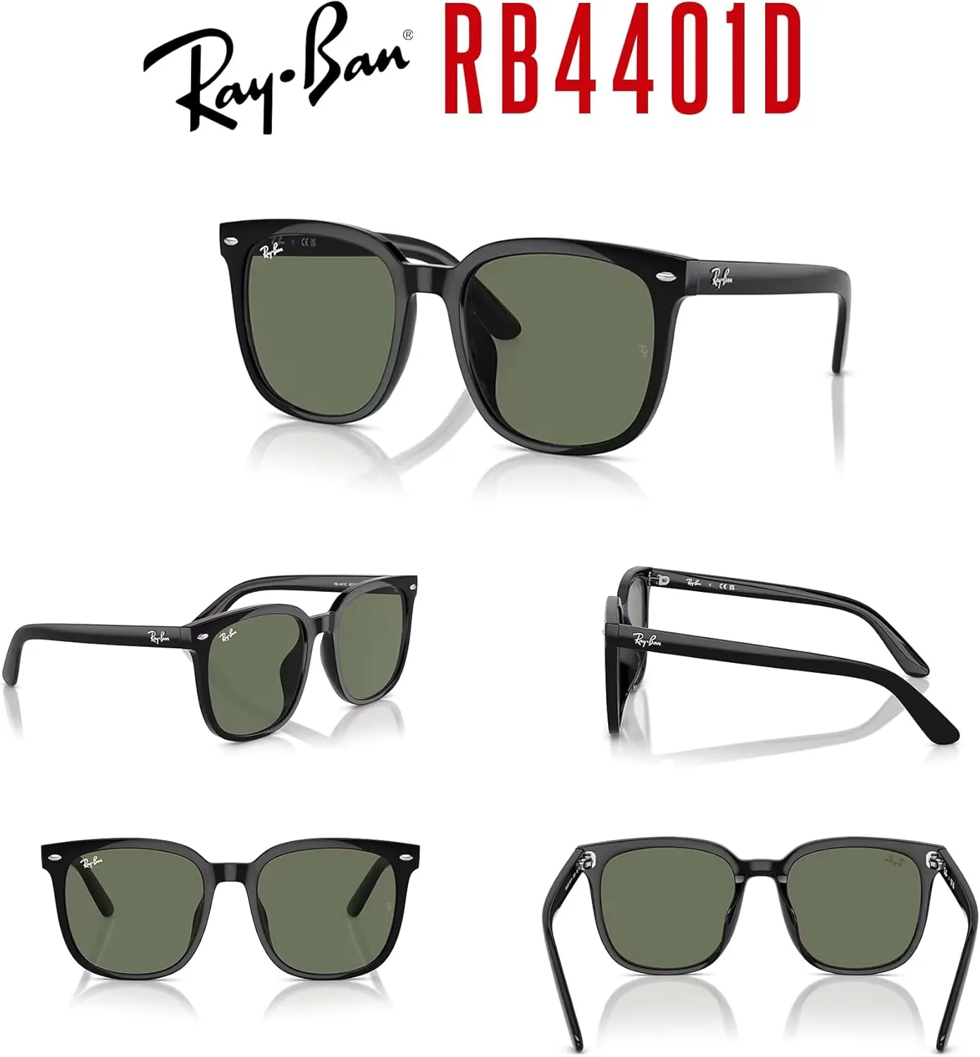 Ray-Ban RB4401D Square Sunglasses for Men for Women   BUNDLE With Designer iWear Complimentary Eyewear Kit