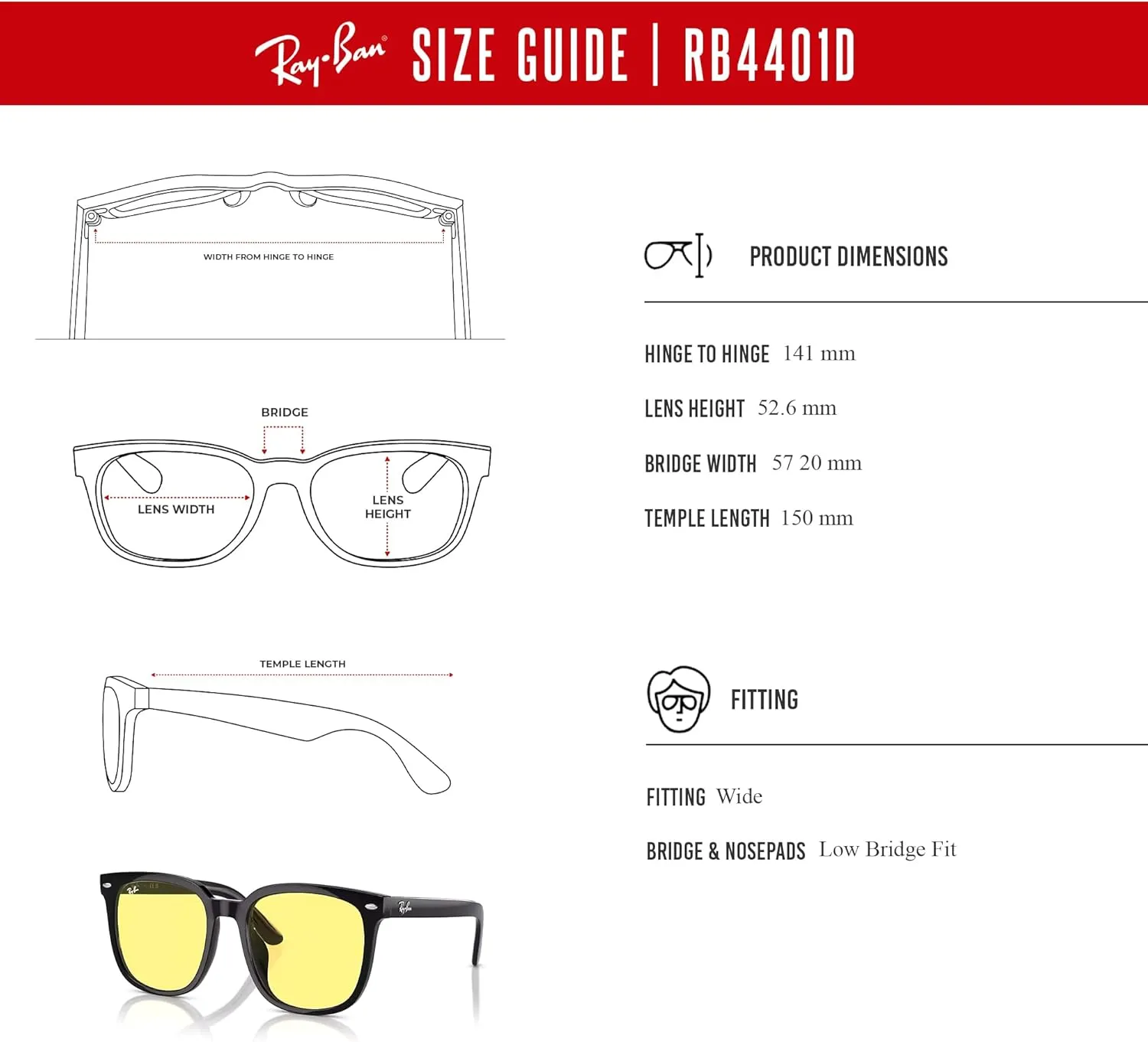 Ray-Ban RB4401D Square Sunglasses for Men for Women   BUNDLE With Designer iWear Complimentary Eyewear Kit