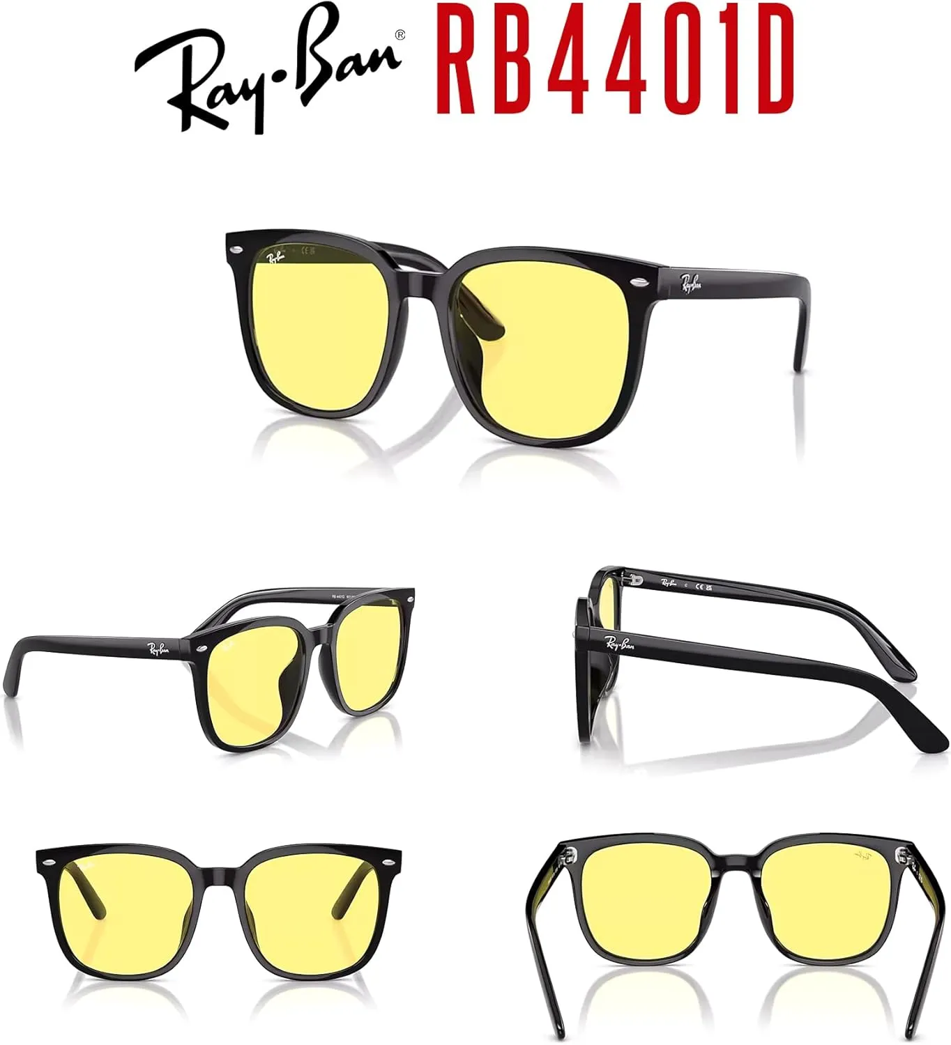 Ray-Ban RB4401D Square Sunglasses for Men for Women   BUNDLE With Designer iWear Complimentary Eyewear Kit