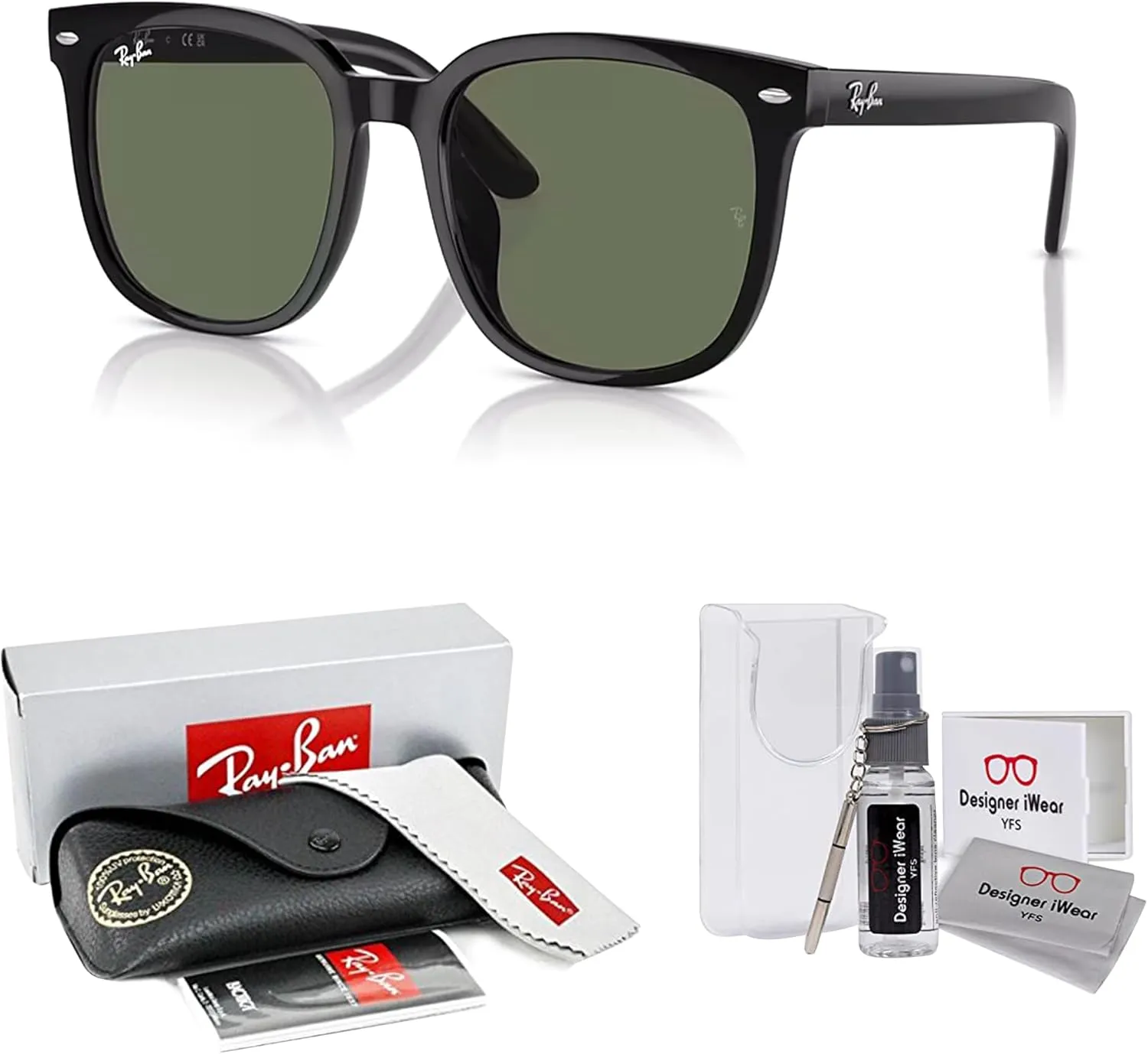 Ray-Ban RB4401D Square Sunglasses for Men for Women   BUNDLE With Designer iWear Complimentary Eyewear Kit