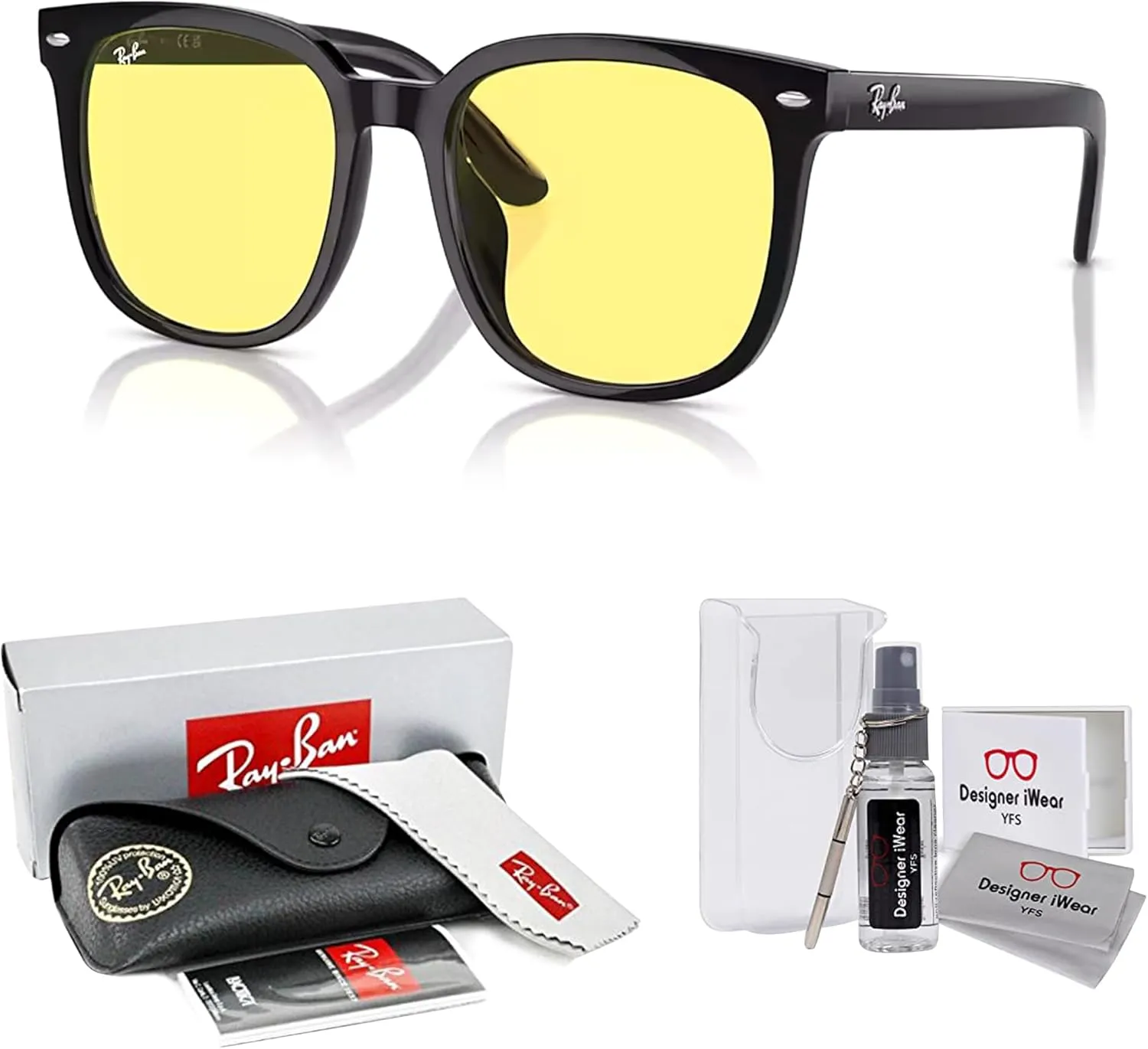 Ray-Ban RB4401D Square Sunglasses for Men for Women   BUNDLE With Designer iWear Complimentary Eyewear Kit