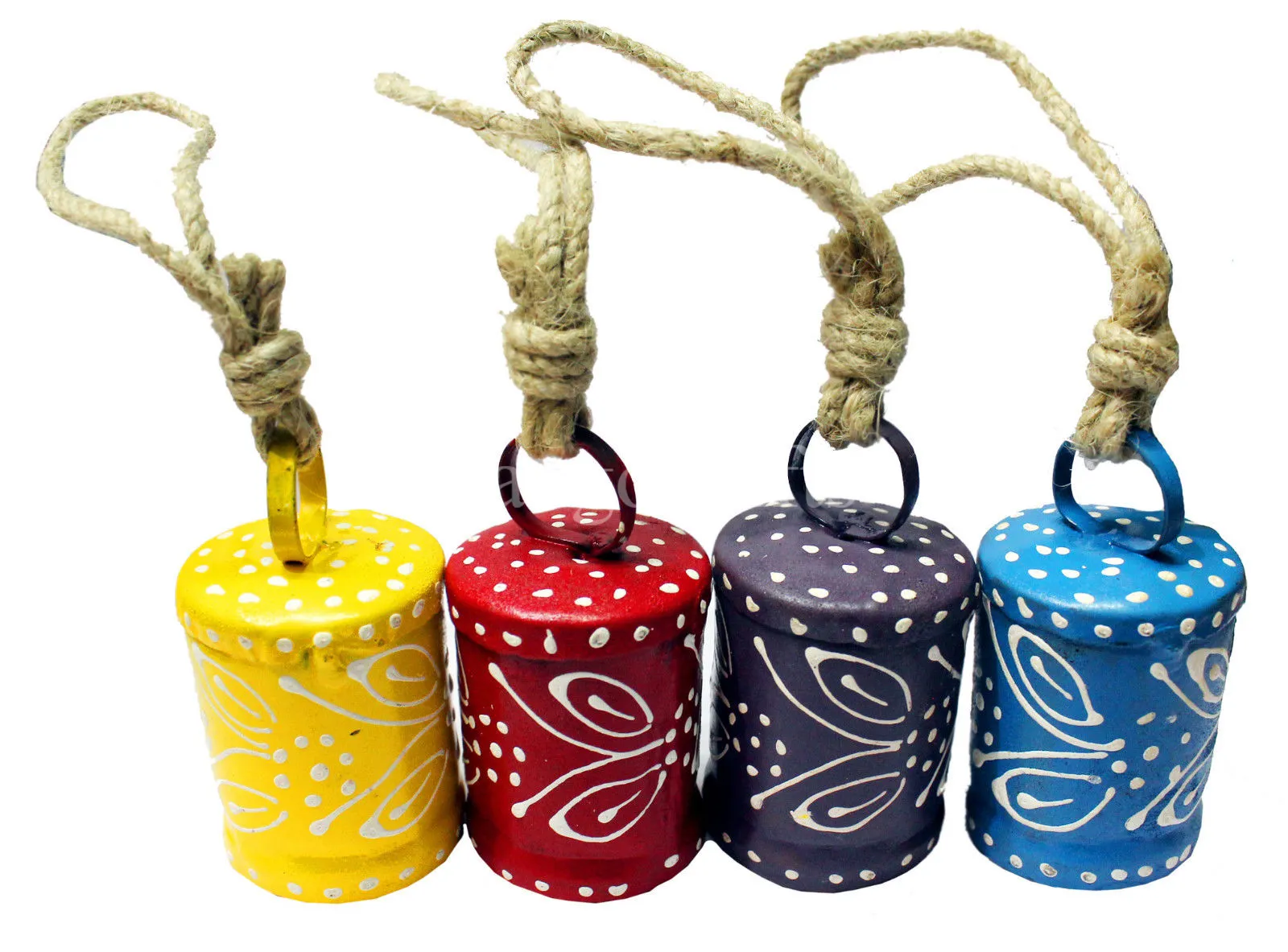 Recycled Iron Hand Painted Decorative Bells 2.5" H  , for X-Mas Party , Wedding & Patio Decoration