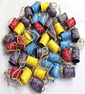 Recycled Iron Hand Painted Decorative Bells 2.5" H  , for X-Mas Party , Wedding & Patio Decoration