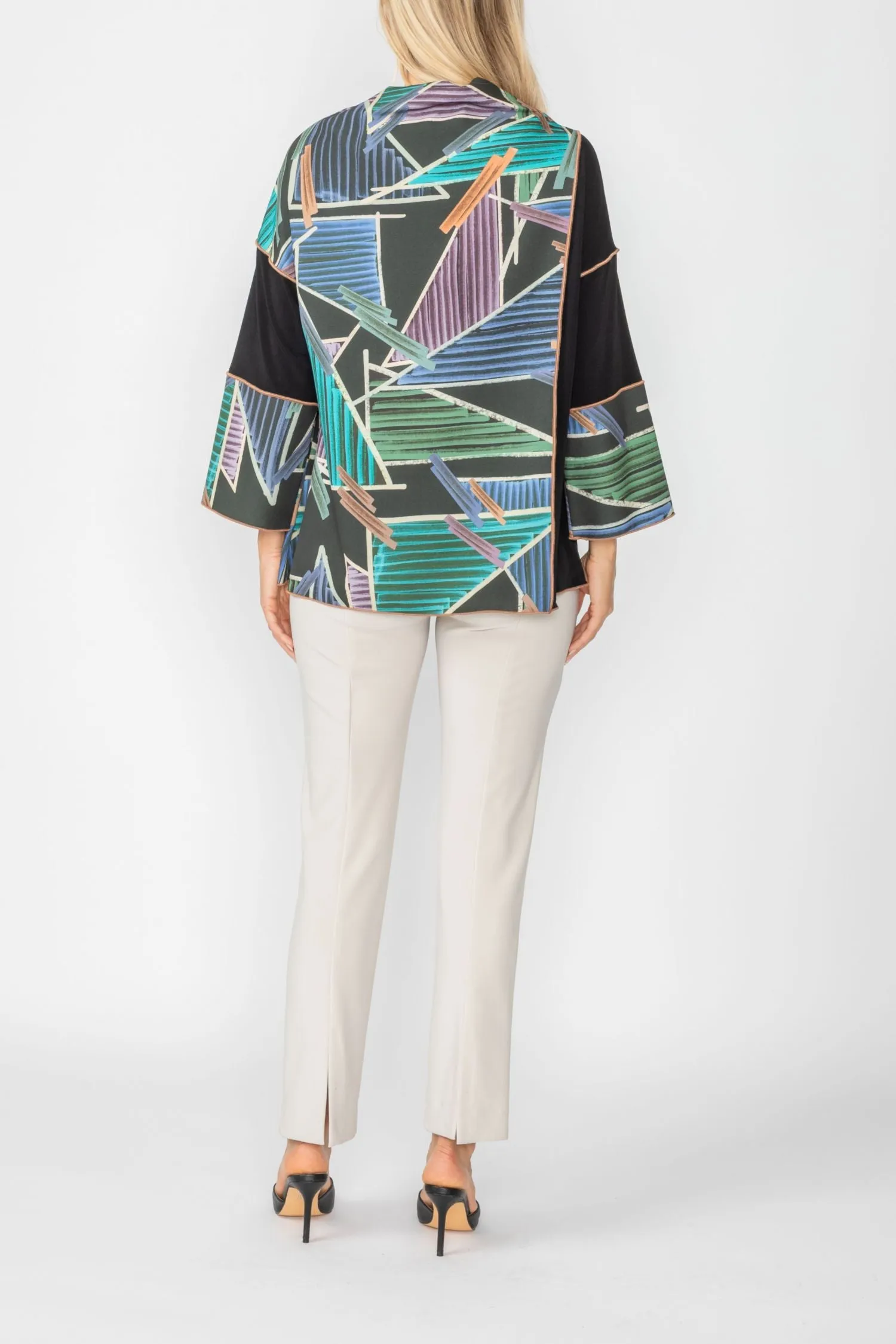 Teal High Collar Asymmetrical Top