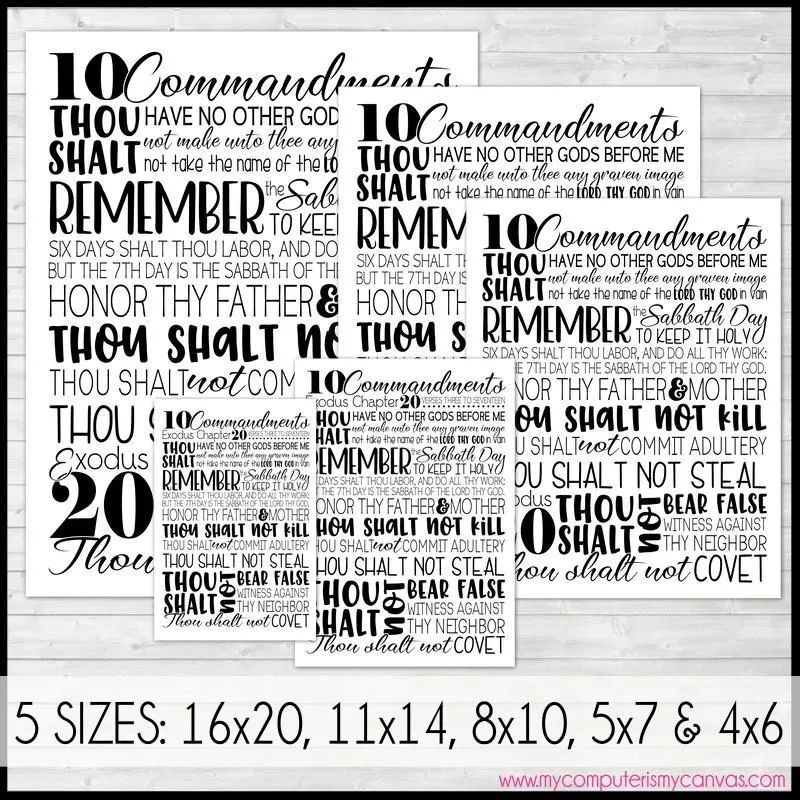 Ten Commandments SUBWAY ART PRINTABLE