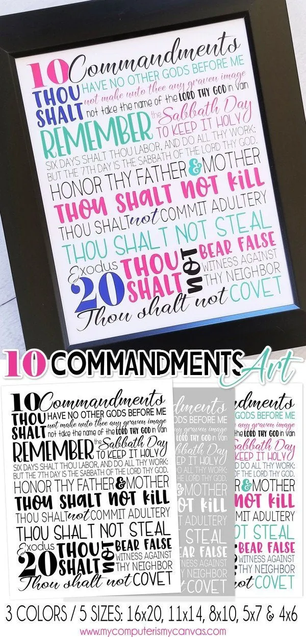 Ten Commandments SUBWAY ART PRINTABLE