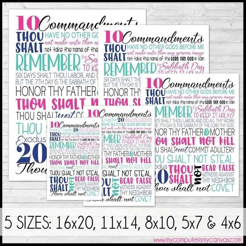 Ten Commandments SUBWAY ART PRINTABLE