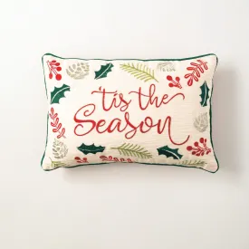 'Tis the Season Stitched Christmas Accent Pillow
