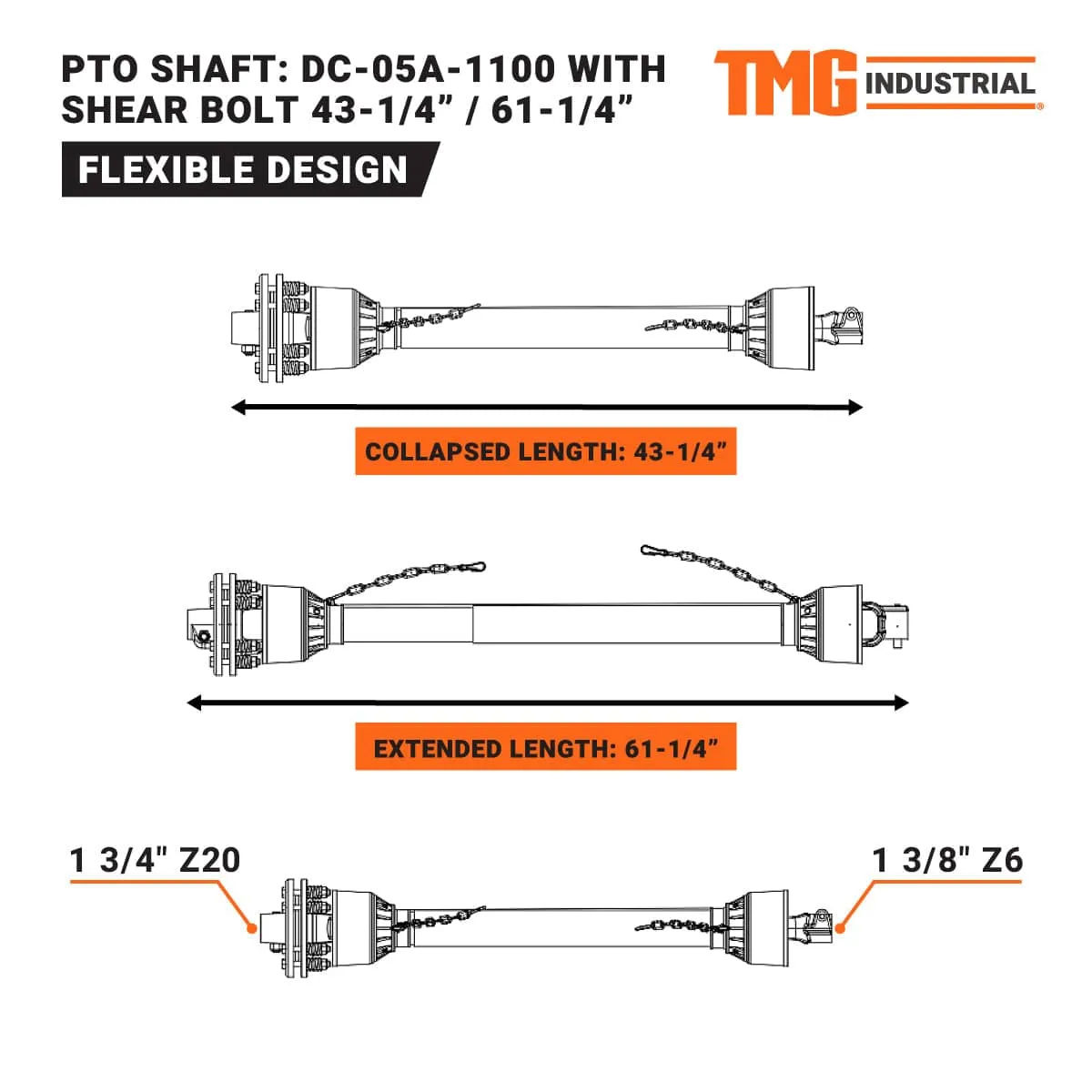 TMG Industrial Pro Series 58” Rotary Cutter, 3-Point Hitch, 25-90 HP Tractors, 540 RPM, Slip Clutch PTO Shaft Included, TMG-TRC65