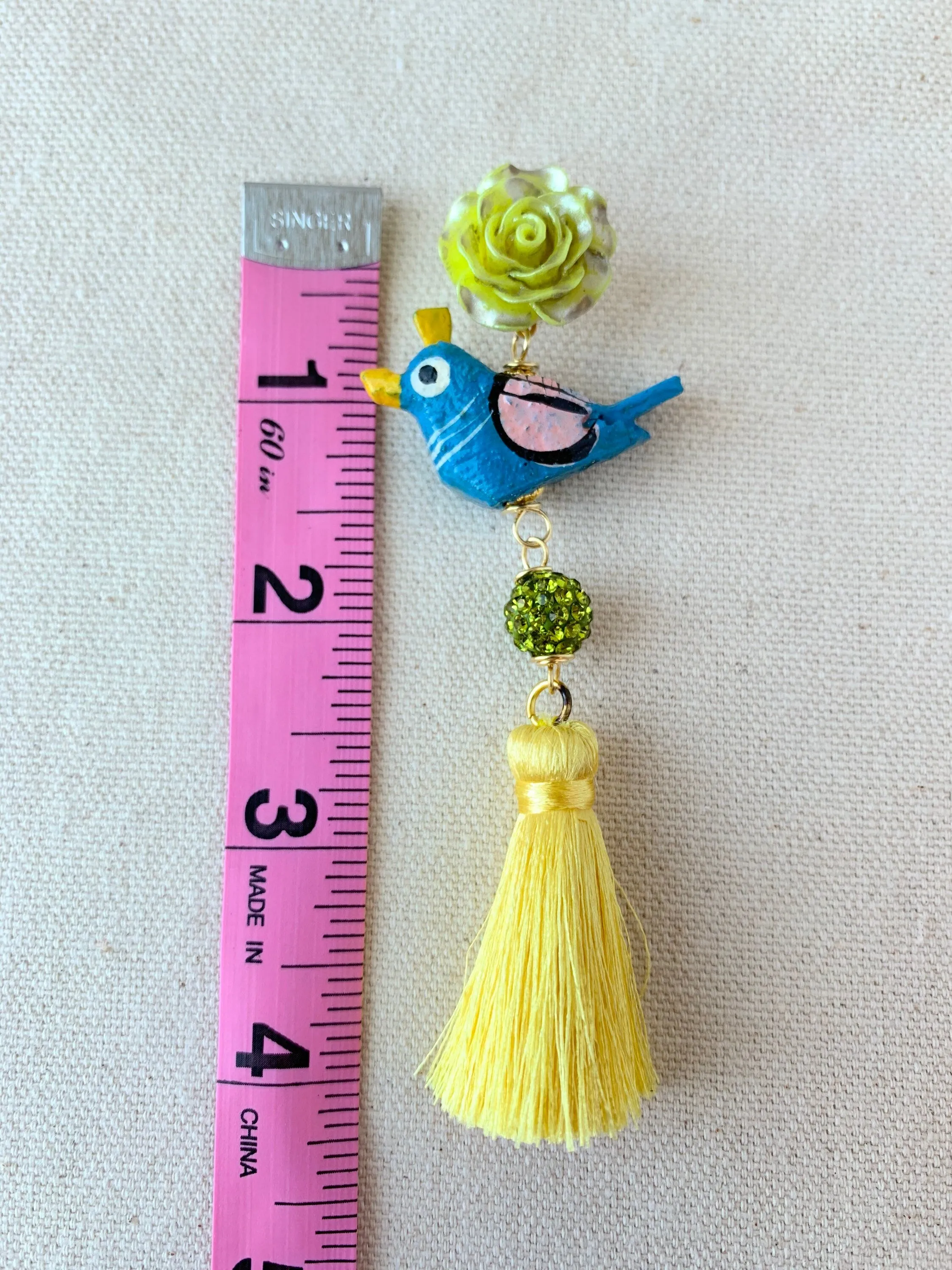 Tropical Bird Tassel Earrings