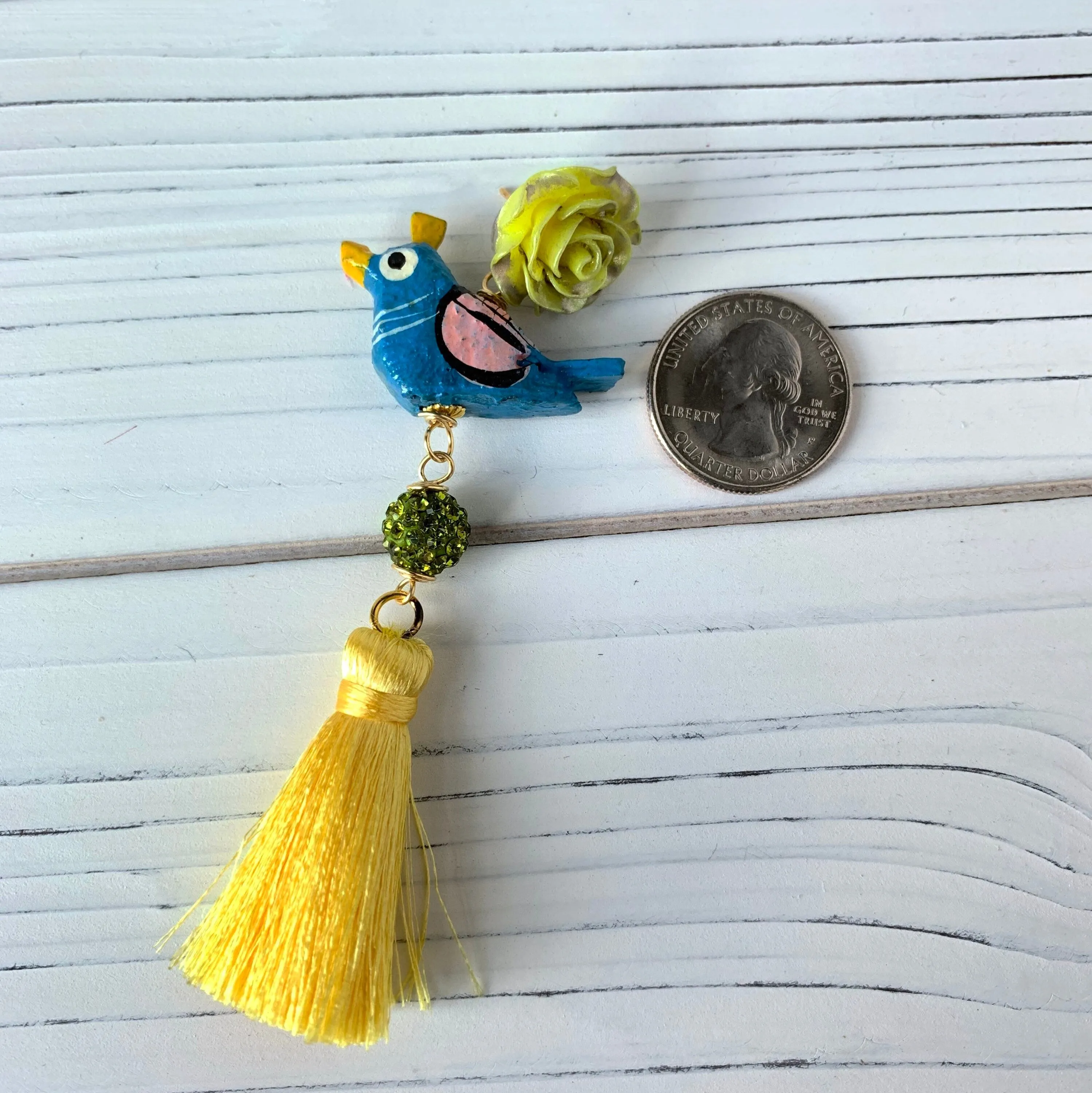 Tropical Bird Tassel Earrings