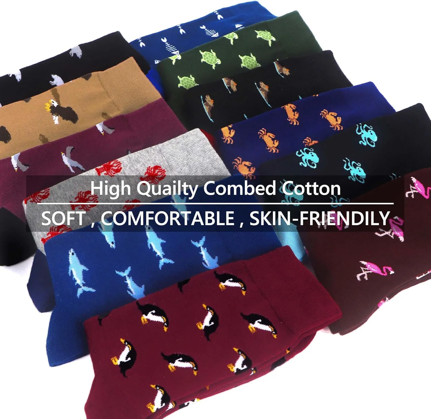 WeciBor Men's Seamless Premium Combed Cotton Dress Socks 12 Pack