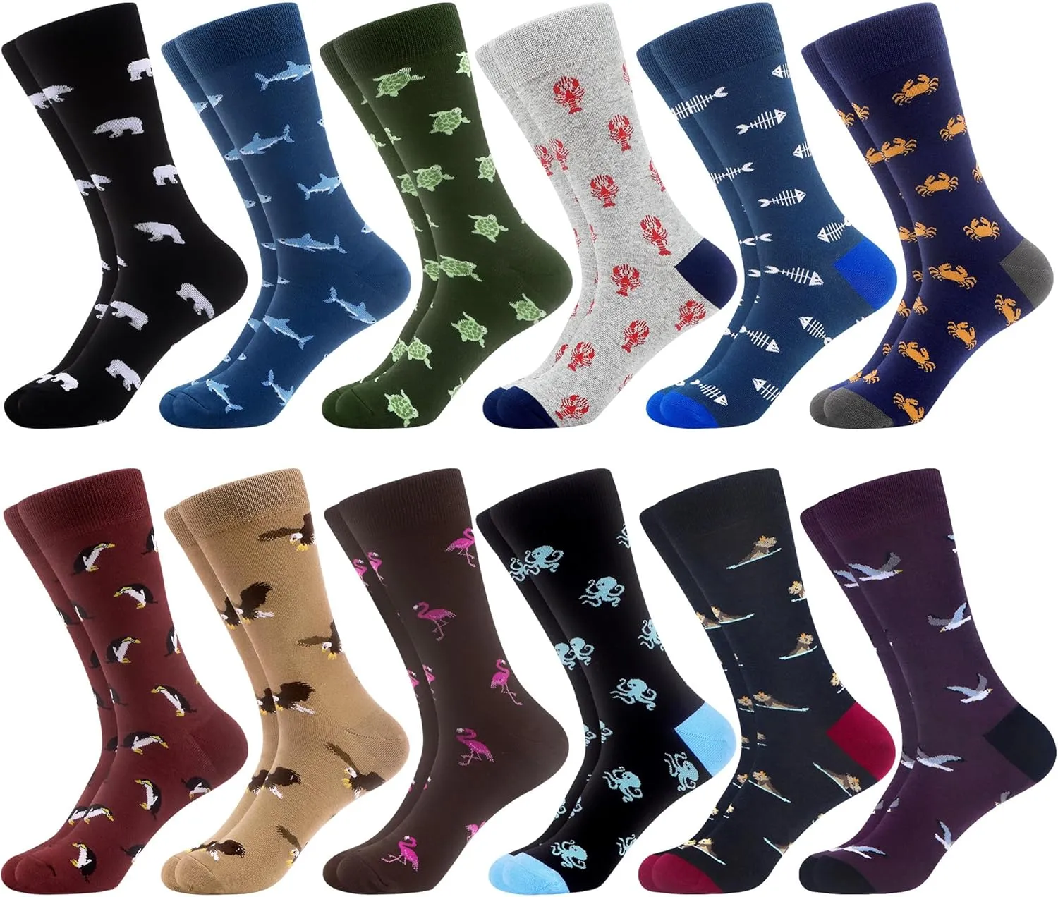 WeciBor Men's Seamless Premium Combed Cotton Dress Socks 12 Pack