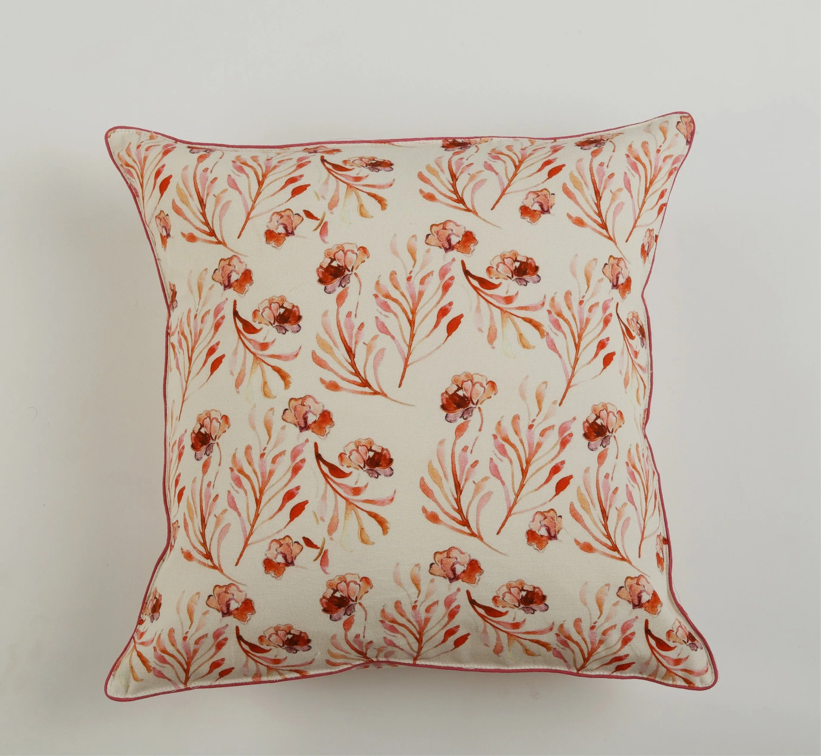 White and Red Floral Web printed Cushion Cover set of 2