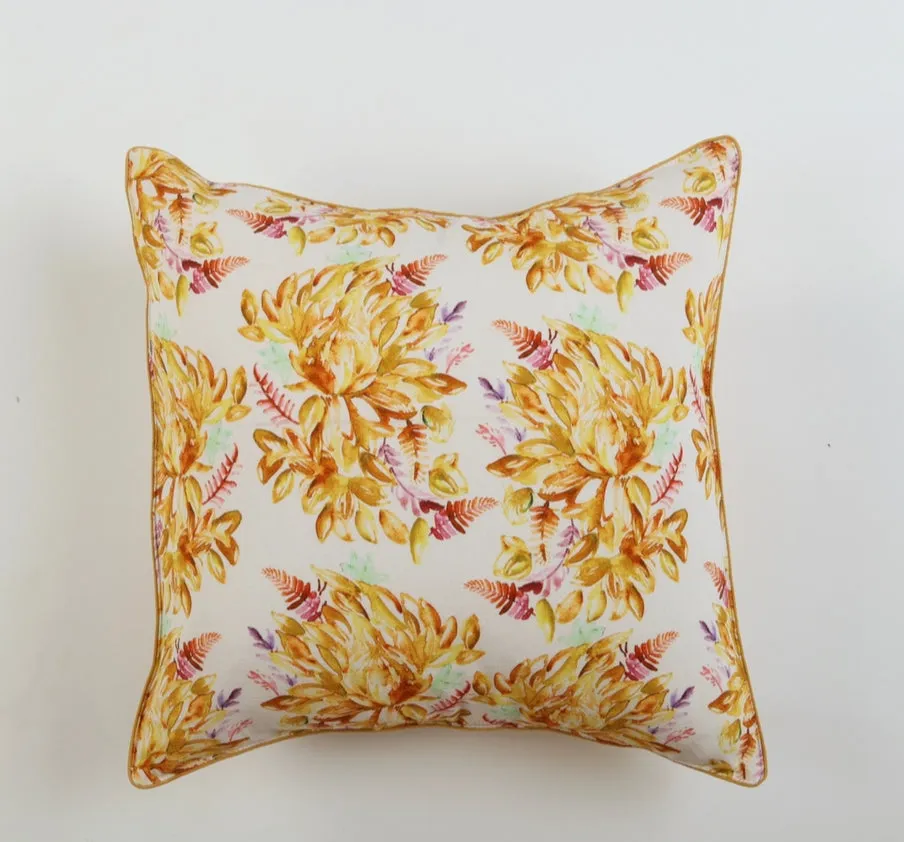 White And Yellow bouquet Printed Cushion Cover set of 2