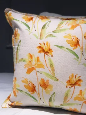 White and Yellow Daffodil garden Printed Cushion Cover Set of 2