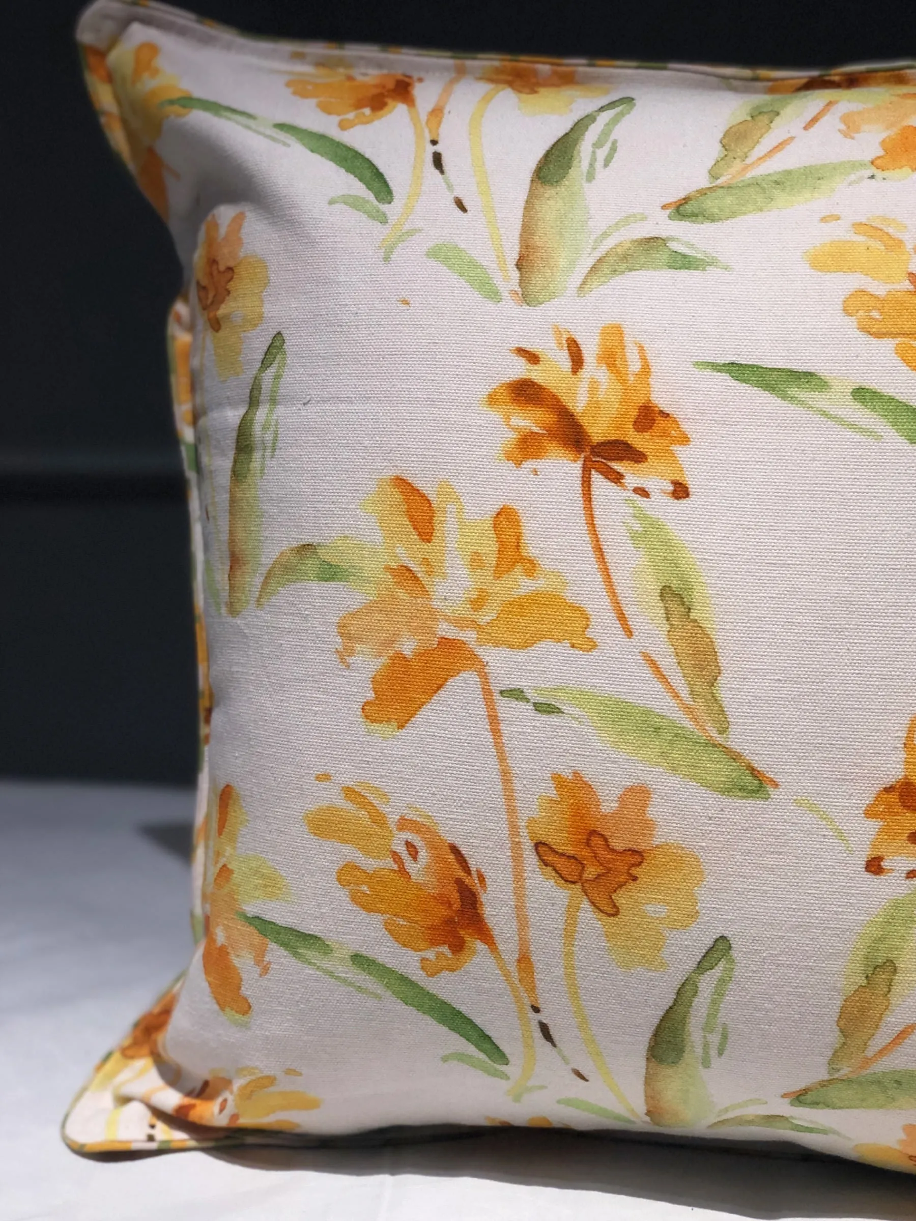White and Yellow Daffodil garden Printed Cushion Cover Set of 2