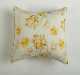 White and Yellow Daheliya Floral Printed Cushion Cover set of 2