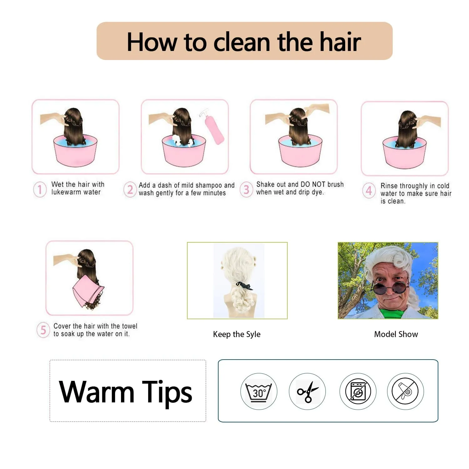 White Wig Regency Ringlet Historical Colonial Costume Wig Funny Wig for Men George Washington Costume (White)