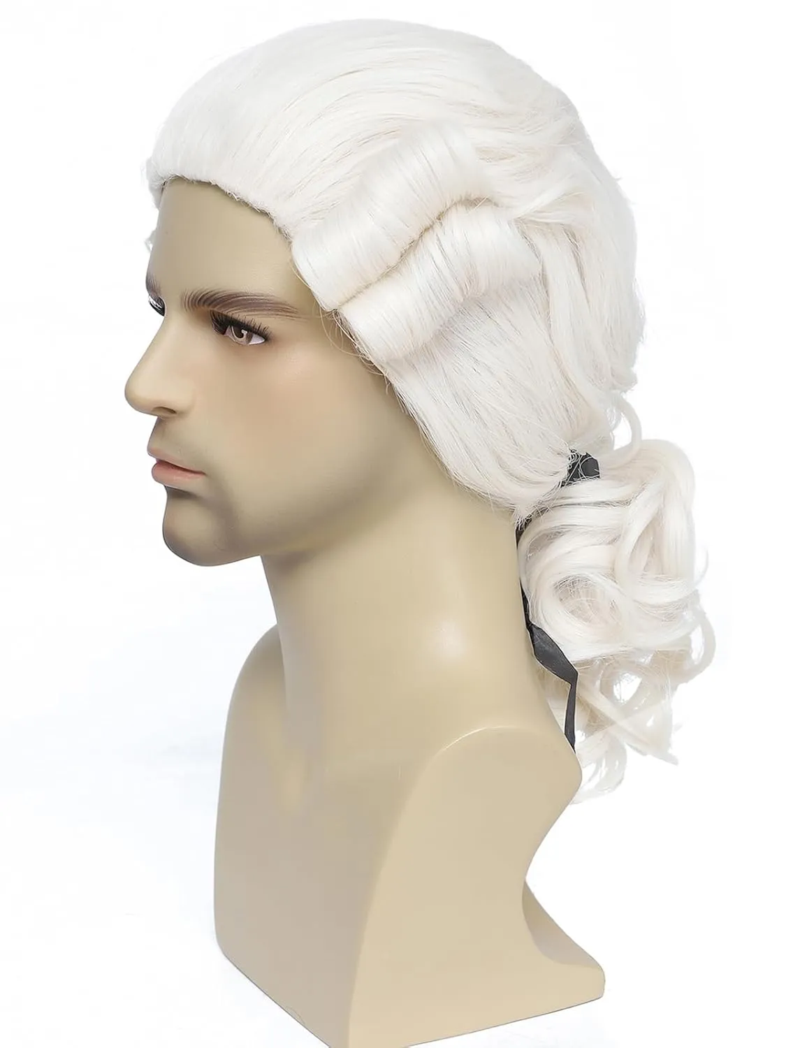 White Wig Regency Ringlet Historical Colonial Costume Wig Funny Wig for Men George Washington Costume (White)