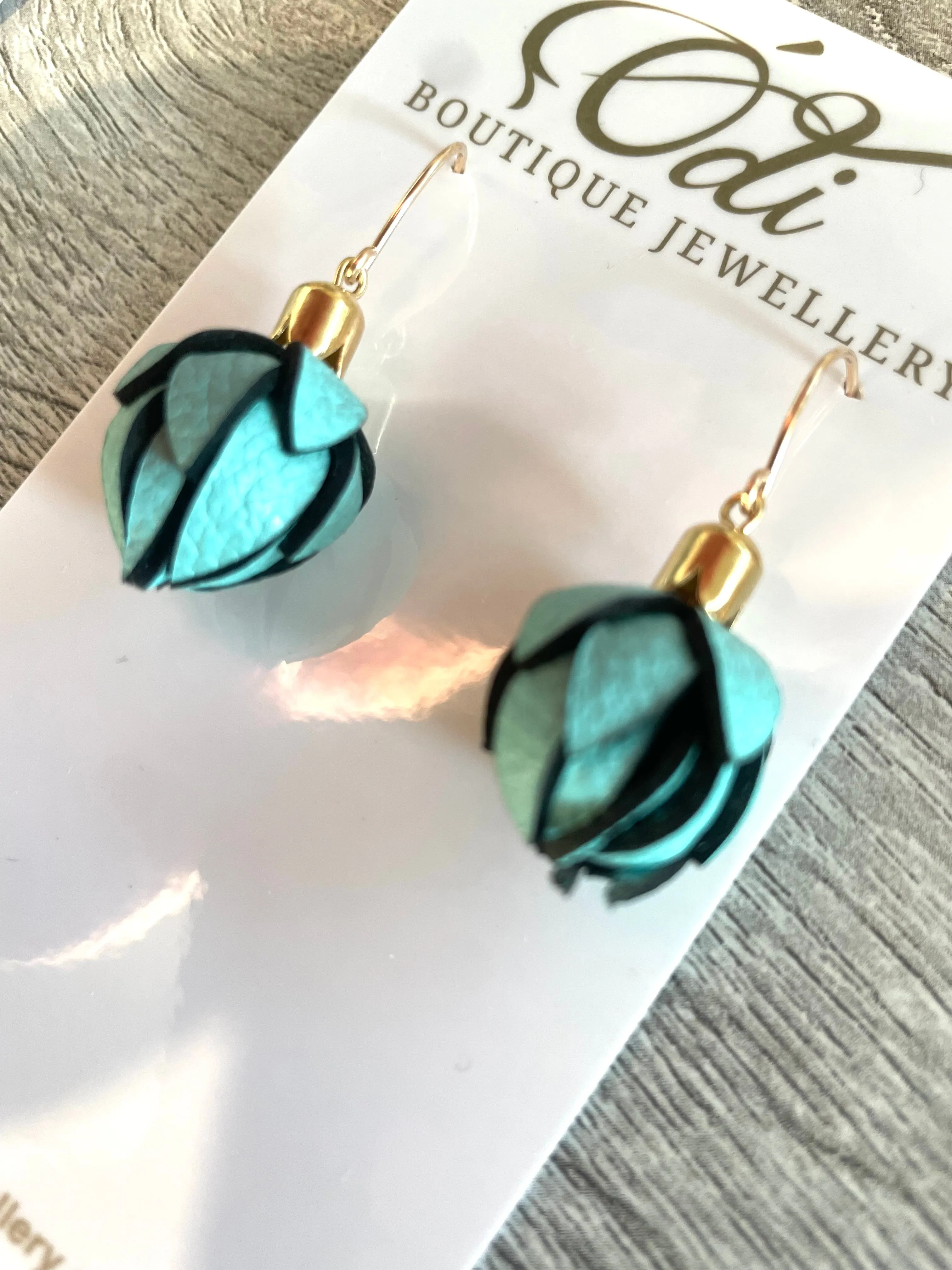 Wild Flower Earrings Robins Egg Mint- Gold or Silver