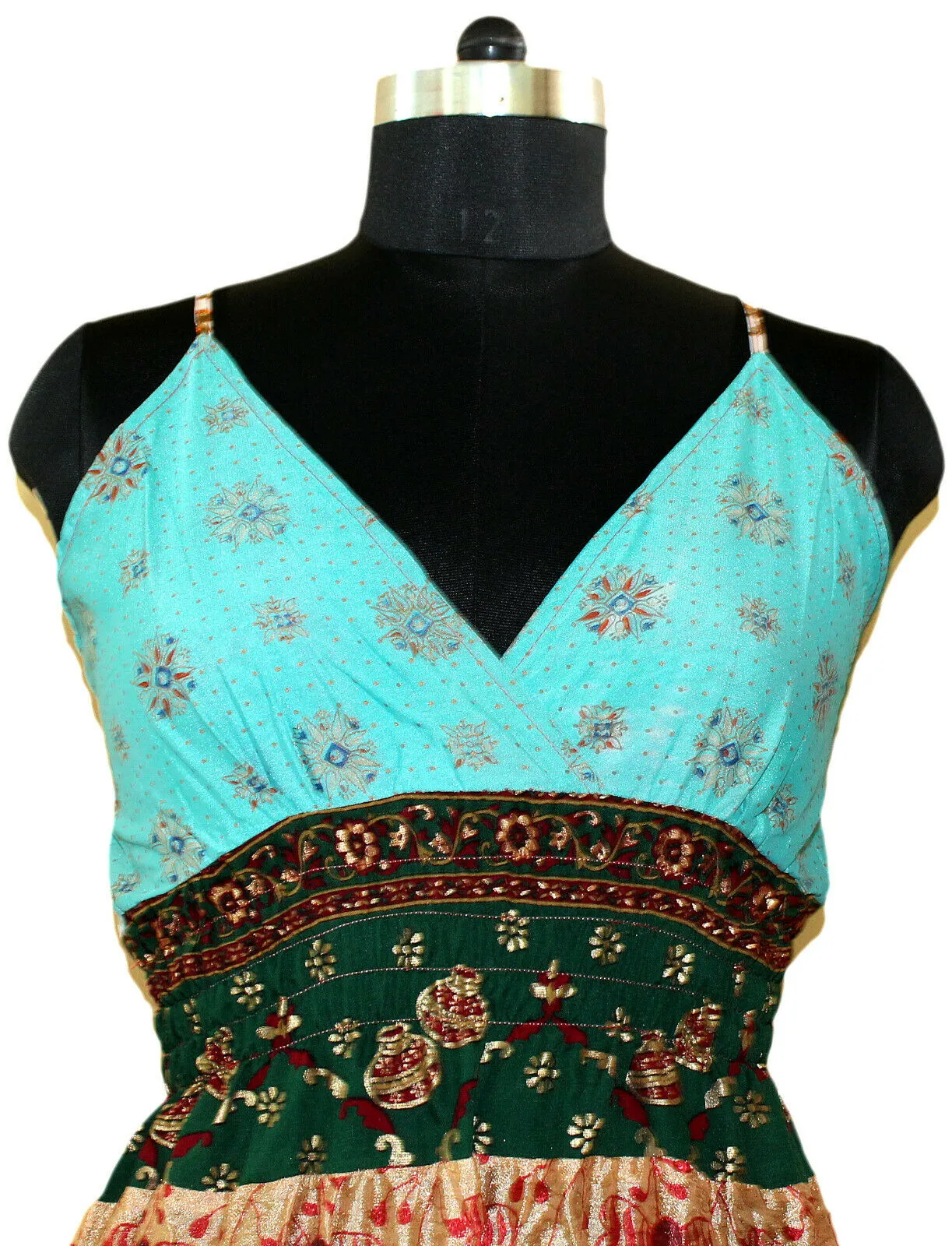 Women Recycle Silk Sari Boho Long Maxi Dress Hippie Clothes Beach Wear