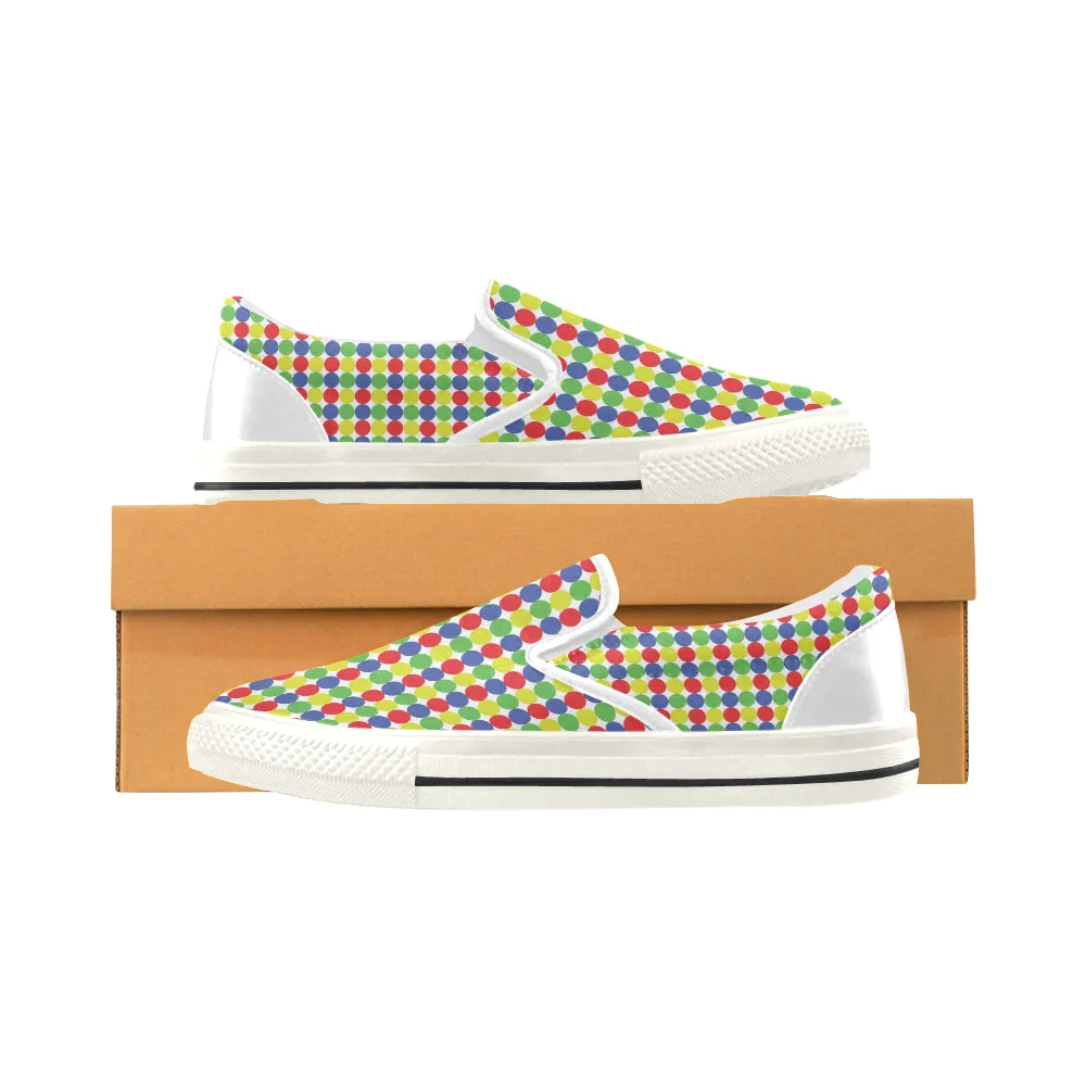 Women's Polka Print Big Size Slip-on Canvas Shoes