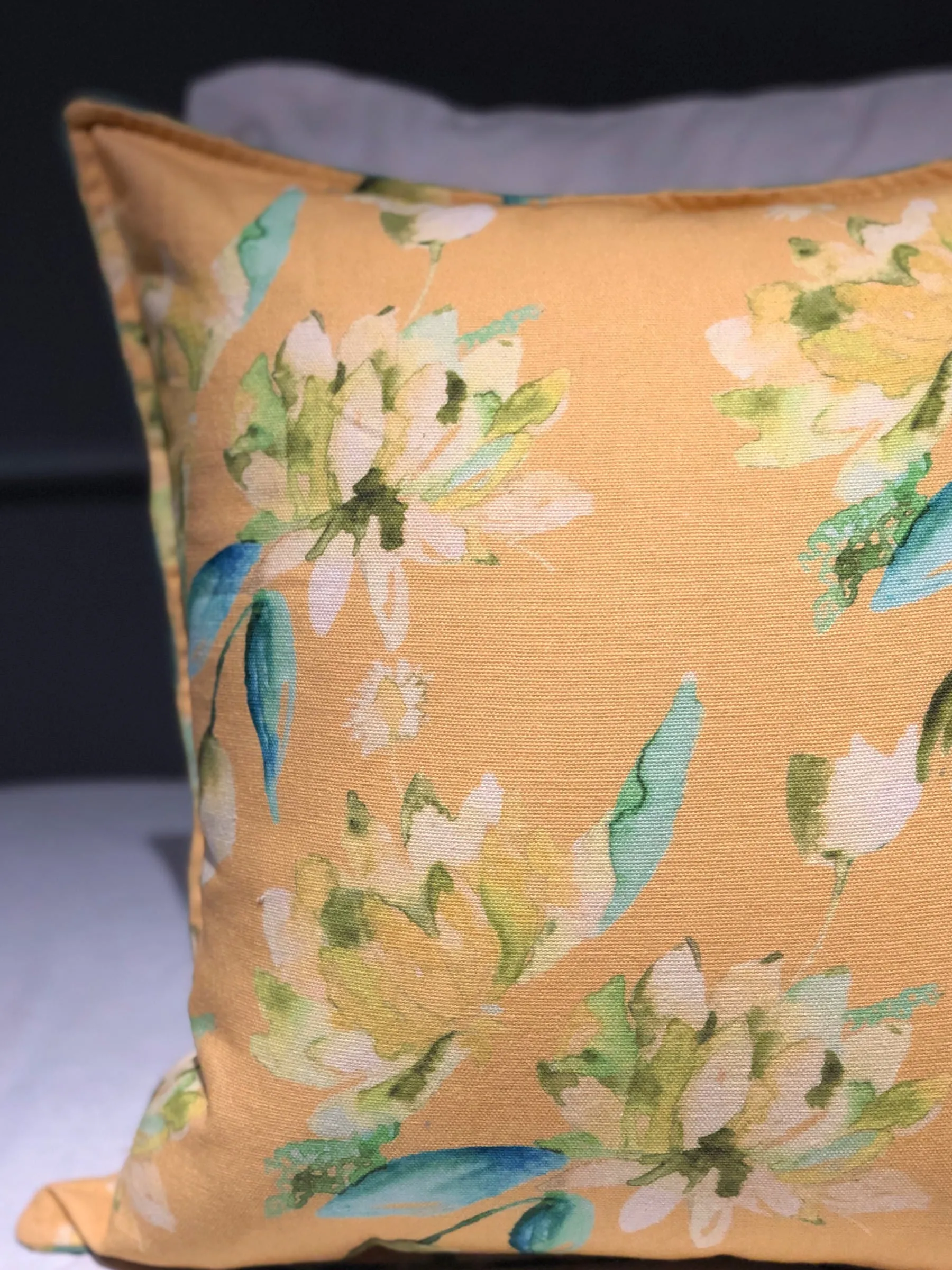 Yellow and Green Sacred Lotus Printed Cushion cover set of 2